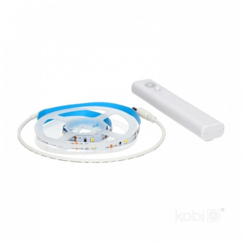 Obrázok pre Sada LED pás prachuvzdorný IP20 3,4W/240lm - 1m - Teplá biela na batérie 4xAAA + senzor