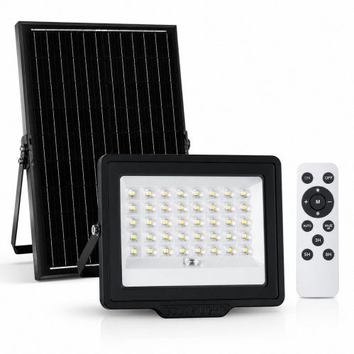 Obrázok pre LED Reflektor 15W/800lm IP65 Studená biela so solárnym panelom a diaľkovým ovládaním