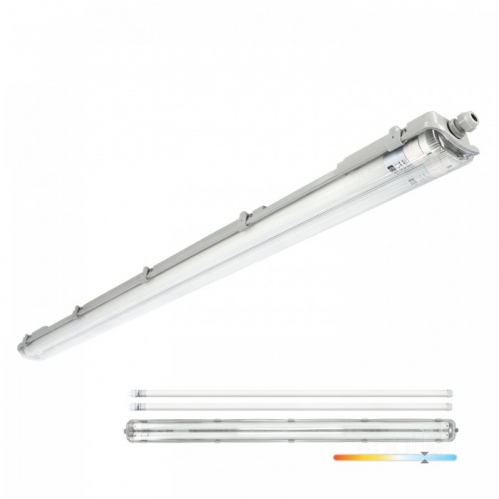 Obrázok pre Sada Prisadené svietidlo Double HERMETIC G2 IP65 a 2ks LED trubica T8 18W/2160lm 120cm jednostranná sklenená Studená biela