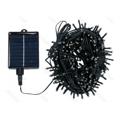 Obrázok pre LED Solárne Vianočné osvetlenie - reťaz, 300 diód, 30m, IP65 - Teplá biela - 8 módov svietenia