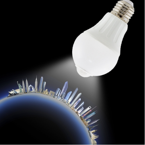 Obrázok pre LED žiarovka E27 12W/1000lm , klasik s PIR senzorom , Studená biela