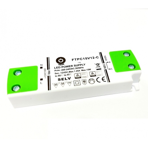 Obrázok pre POS Nábytkový LED napájací zdroj 15W 1.25A DC - SLIM