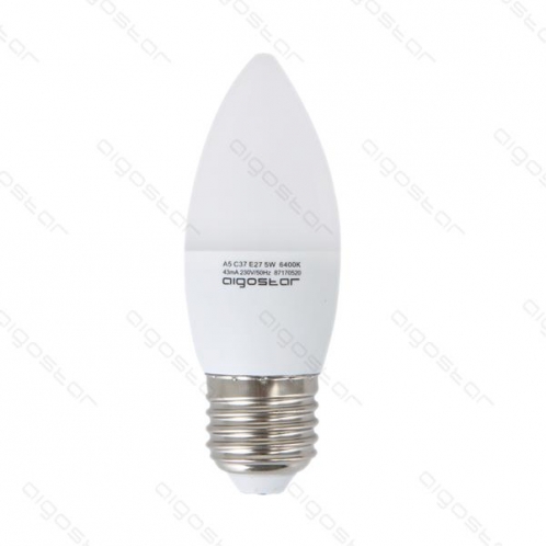 Obrázok pre LED žiarovka E27 5W/425lm , svieca C37 , Studená biela