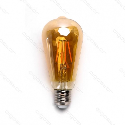 Obrázok pre LED žiarovka E27 6W/600lm , ST64 LED vlákno AMBER , Teplá biela