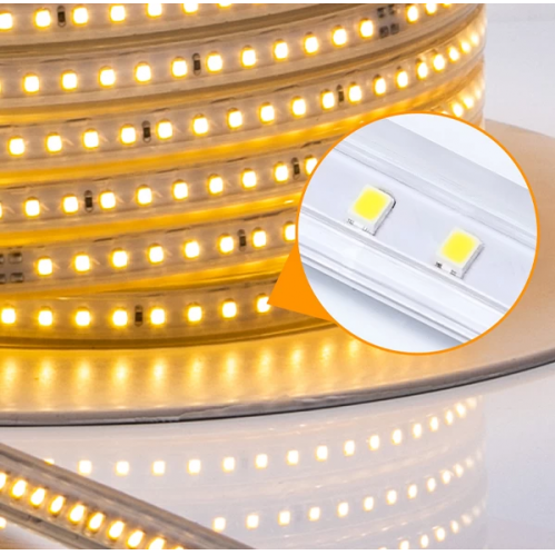 Obrázok pre Integrovaný LED pás 230V 2835 vodeodolný IP65 6w/m , 120led/m , 430-450Lm/m - Teplá biela - 1m