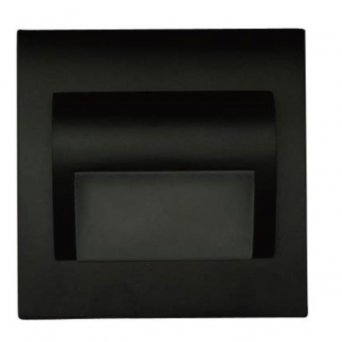 Obrázok pre Schodové svietidlo štvorcové BERYL - čierne , 1,5W , 12V , studená