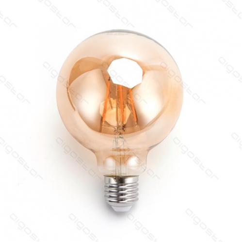 Obrázok pre LED žiarovka E27 6W/550lm , G95 LED vlákno AMBER , Teplá biela