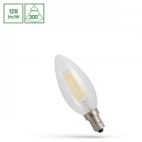 Obrázok pre LED žiarovka E14 5,5W/700lm , svieca LED vlákno , Teplá biela