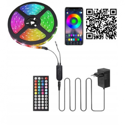 Obrázok pre SMART KOMPLET RGB LED pás prachuvzdorný IP20 , RGBled5050 - 5m + zásuvkový napájací zdroj 12V , 1A + music ovládanie