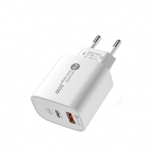 Obrázok pre EU vysokorýchlostná nabíjačka 20W, 1xUSB Port / 1xPD Port