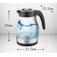 Obrázok pre Rýchlovarná sklenená kanvica - 1,7L , sklo,čierna - 2200W