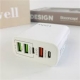 Obrázok pre EU vysokorýchlostná nabíjačka 120W, 3x USB Port, 2x PD